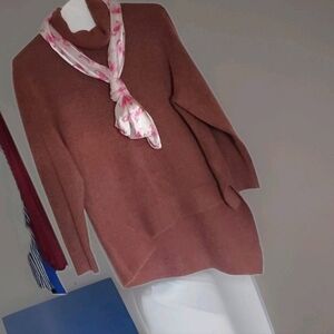New Directions Peach Cowl Neck Asymmetrical Sweater